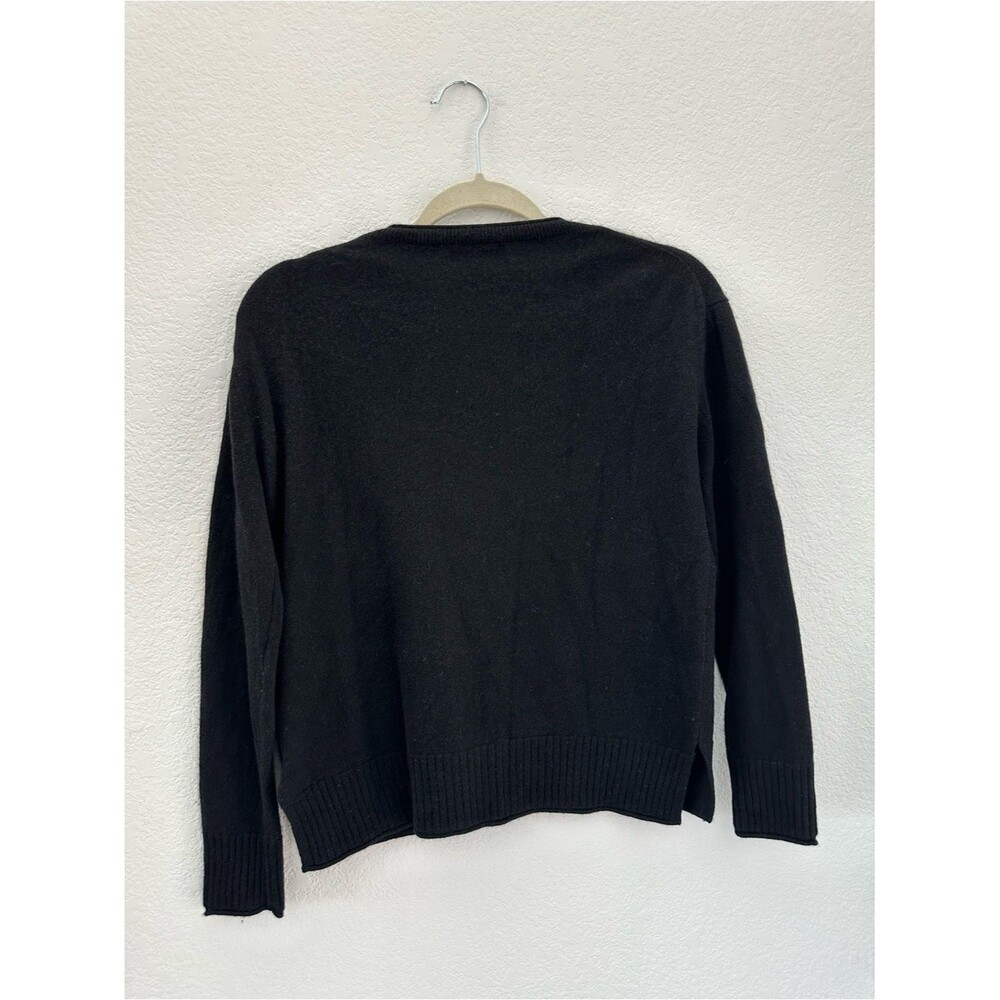 Rachel Zoe Womens 100 Cashmere Split Hem Crewneck Sweater Size S Black Knit Cozy - Picture 3 of 8